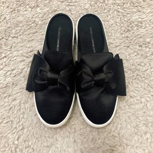 ⛔️SOLD⛔️Rebecca Minkoff silk black&white mule💕